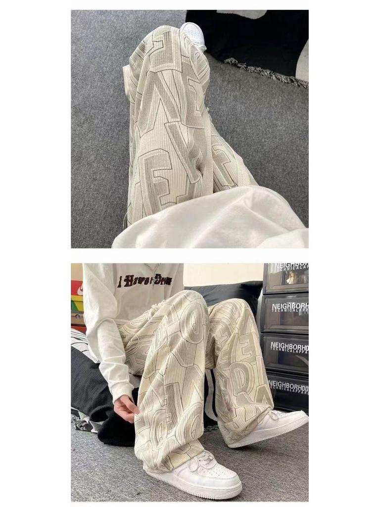 Herren Kordhose mit Allover-Print, weitem Bein - Trendiger Casual Hong Kong Stil