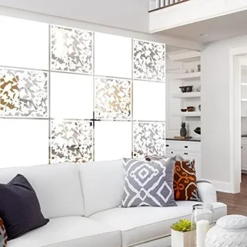 12pcs/lot Room Safety Pvc Panel Screen Bird Flower Living,dining,study,sitting-room,hotel And Bar Decoration 15.7"x15.7"x0.032"