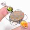 Natural Fruit Jasper, Citrine 925 Sterling Silver Jewelry Pendant 2.88" O0Q83