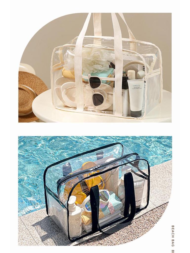 Große wasserdichte PVC-Strandtasche mit Knopfverschluss für Toilettenartikel & Kosmetik – Ideal zum Schwimmen und für den Außenbereich