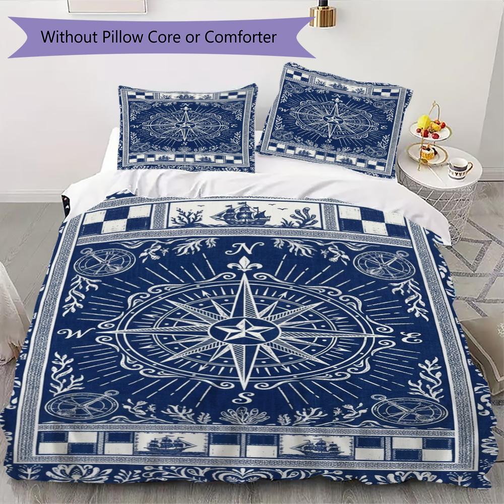 Compass Pattern Bedding uilt Set uilt Cover Pillowcase Home Decoration Birthday Gift (1 * duvet cover + 2 * pillowcase without core)167