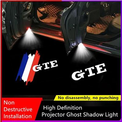 UDXKW1 2Pcs LED Car Door Welcome Lights Logo for VW GTE Logo Golf Tiguan Arteon POLO BORA Passat Jetta Touareg Courtesy Projector Lamps