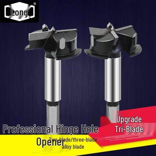 35mm Depth-Stop Hinge Hole Saw with Three-Flute Drill Bit for Woodworking and Cabinet Doors