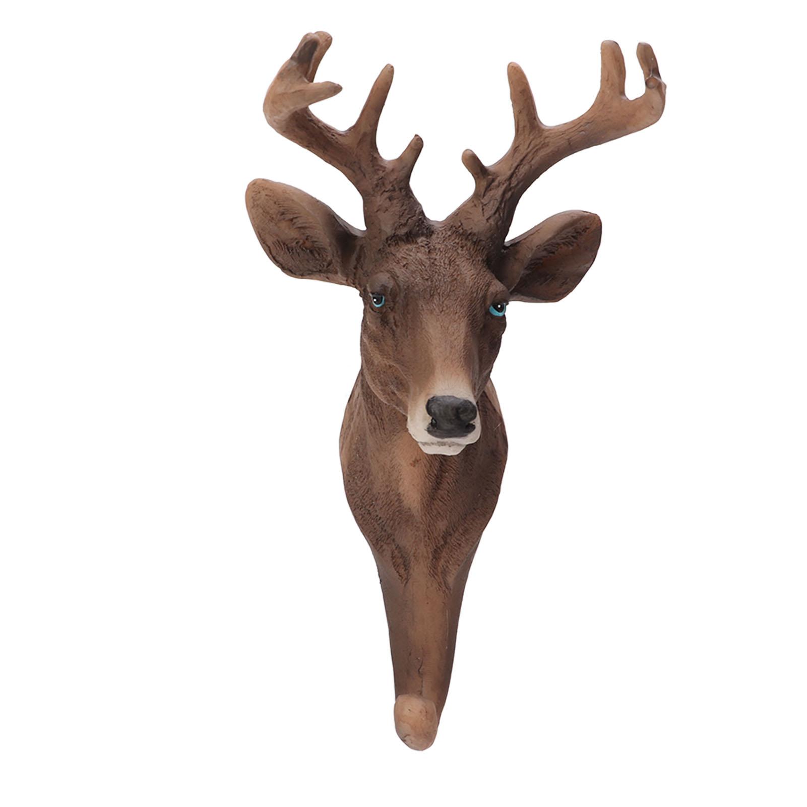 

Sika Deer Head Single Wall Hook Retro Style Realistic Details Animal Shaped Coat Hat Hook for