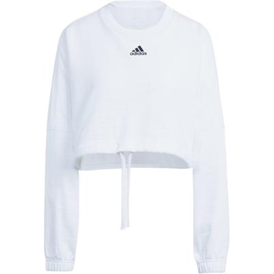 Versatile Cropped Long Sleeve Sweatshirt Women Tops White IC6683