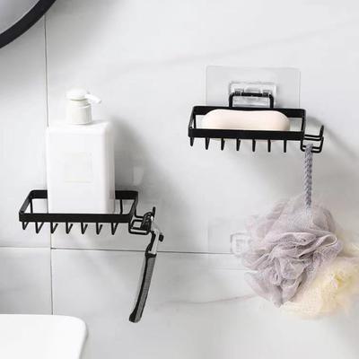 1/2Pcs Wall Mount Soap Dish Side Hooks Punch Free Hollow Stainless Steel Shower Soap Holder Container Box Saver Kitchen Bathroom Supplies