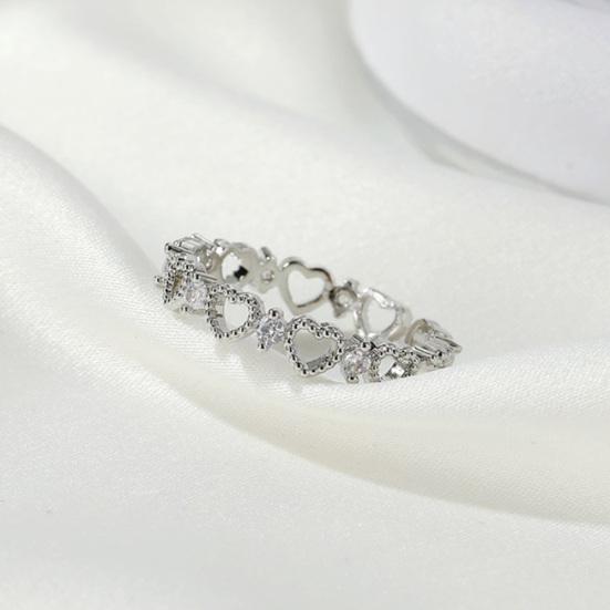 Women Fashion Hollow Out Love-Hearted Design Opening Ring Jewelry Accessory