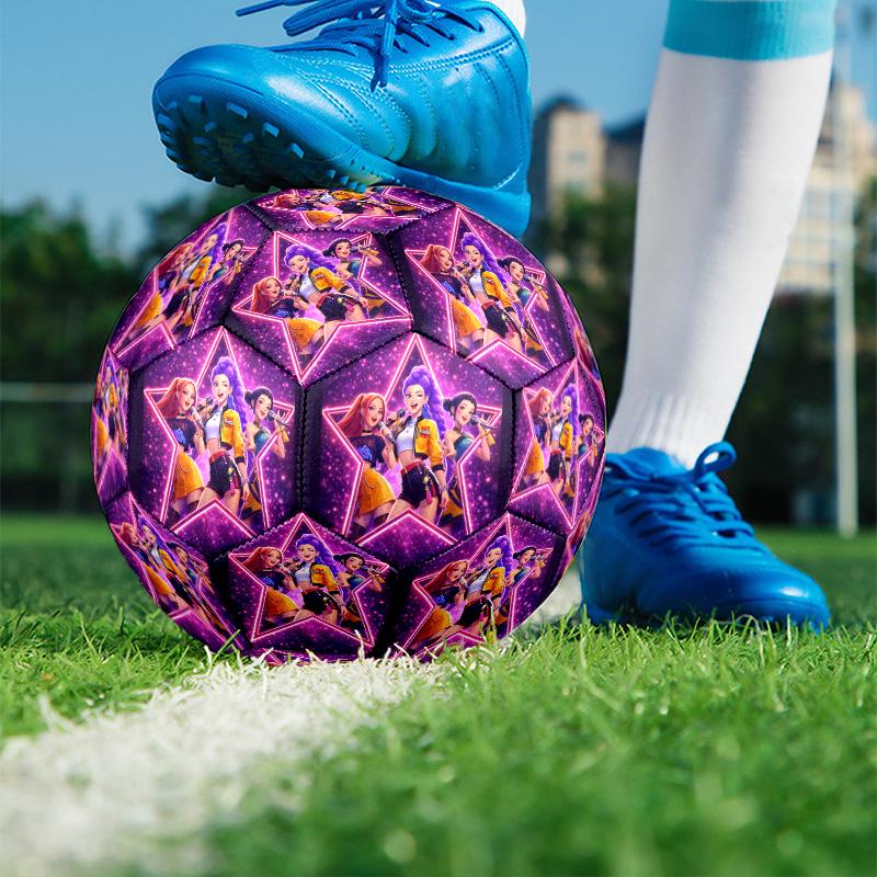 KPop Demon Hunters Print Size 5 Soccer Ball, PU Wear Resistant Football for Match Training and Daily Practice, Birthday Gift for Soccer Fans