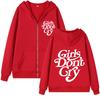 Girls Do Not Cry New Style Unisex and Women Zipper Black-and-white Lettering Printed Casual Unisex and Women Street Zipper Sweater