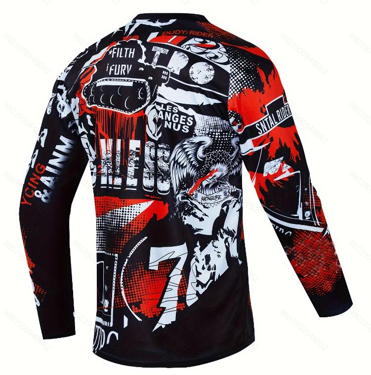 MTB Motorradrennkleidung cooler Aufdruck Motorradfahren schnelltrocknend atmungsaktiv langärmeliges Oberteil professionelle Fahrausrüstung um Ihnen zu helfen zu galoppieren