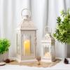 Set of 2  Candle Lanterns Vintage Hanging Lantern Metal Candle Holder for Garden Living Room Parties Weddings Balcony