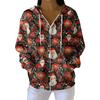 Women's Casual Fashion Long-Sleeved Zip-Up Christmas Print Knitted Hoodie