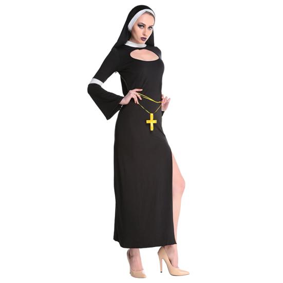 Halloween Sexy jeptiška ženy pro dospělé s dlouhými rukávy High Split Party Cosplay maškarní šaty