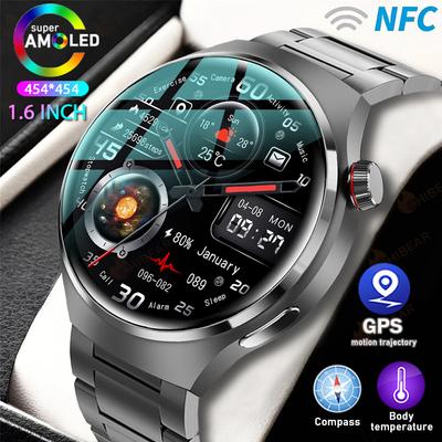 2025 New Watch Pro GPS NFC Smart Watch Men 360*360 AMOLED Screen Heart Rate Bluetooth Call IP68 Waterproof Man Smartwatch