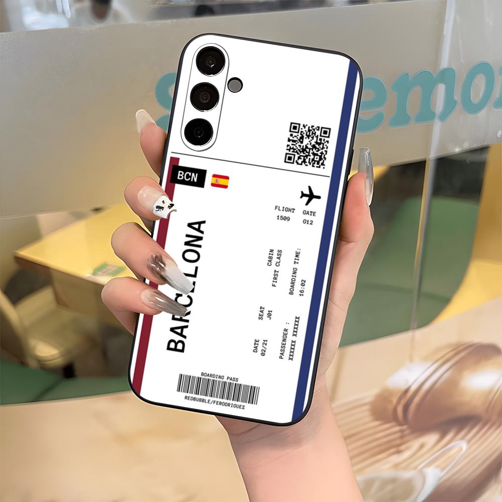 Plane Fight Ticket Phone Case For Samsung S26 S25 Edge S24 S23 S22 S21 Ultra Plus Fe A55 56 15 4G 5G Galaxy Silicon Cover