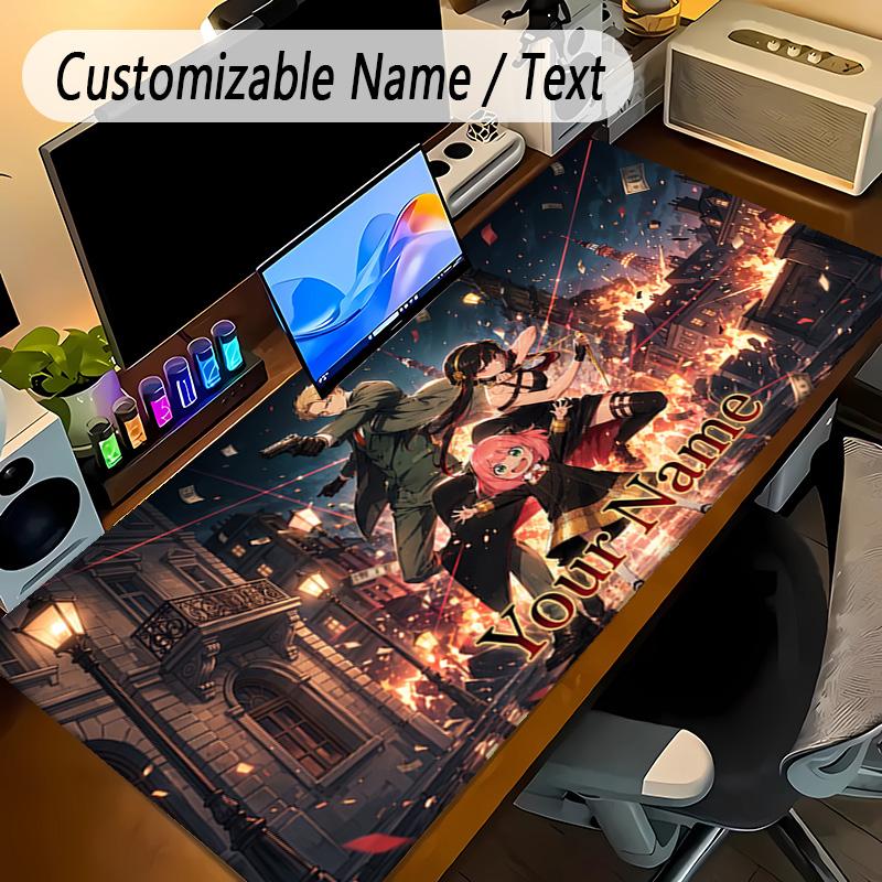 Large Mouse PadSpy × Family Custom Name Text Personalized Desk Mat Non Slip Gaming Pad
