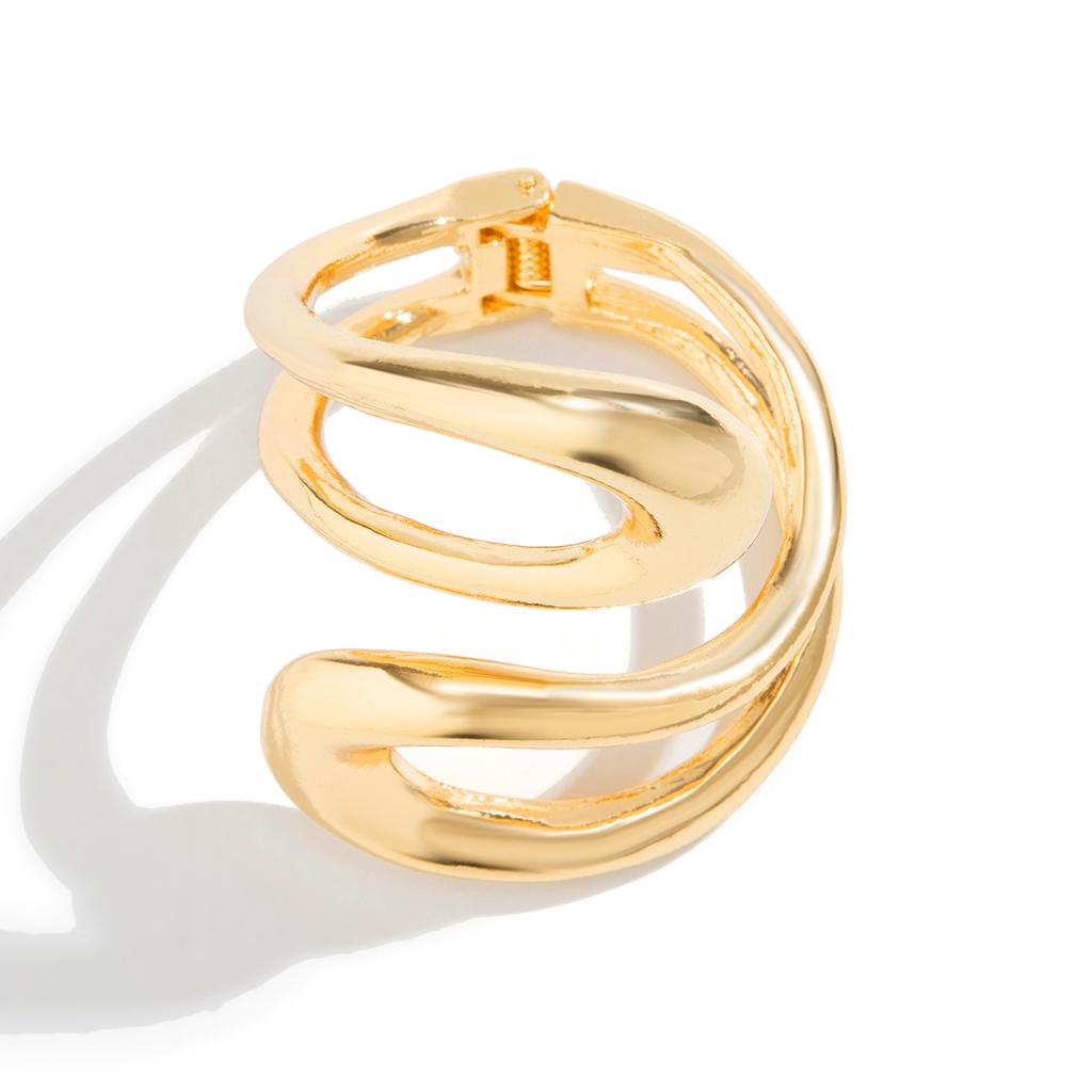 Punk Classic Geometric Twisted Open Bangles for Women Exaggerated Gold Color Heavy Metal Cuff Bracelet Fashion Party Jewelry New