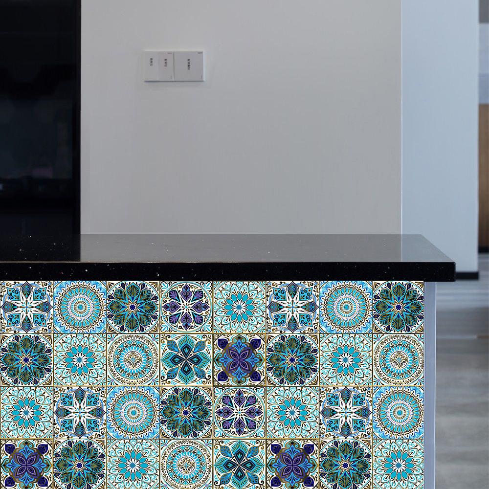 Panele Ścienne Mandala 10 szt. Samoprzylepne Naklejki z Płytkami Mozaikowymi Kwiatowymi Backsplash Kuchenny Usuwalny Wystrój Szafek