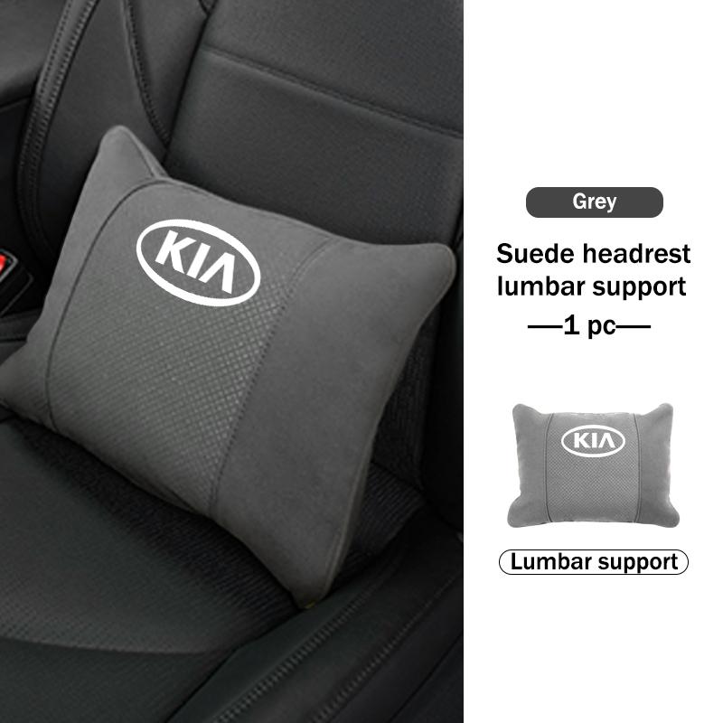 BBEI1 Car Styling Soft Suede Headrest Neck Support Seat Breathable Waist Pad Pillow Mat For KIA Cerato Proceed Venga Stonic Picanto