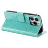 For iPhone 15 Pro Flip Phone Case PU Leather Mandala Flower Imprint Stand Wallet Cover with Strap