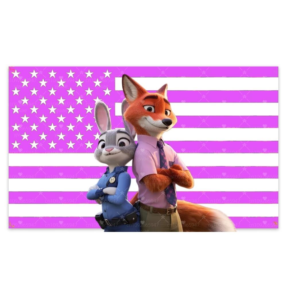 2025 New Zootopia Judy Nick Flag Print To Hang Decorative Flags for Rooms Home Decoration Flags and Banner Wall Tapestry
