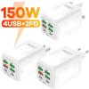 150W 6 Ports USB Charger PD Fast Charging Charger Wall Adapter EU Plug Charger Quick Charge 3.0 Multi Ports Power Adapter