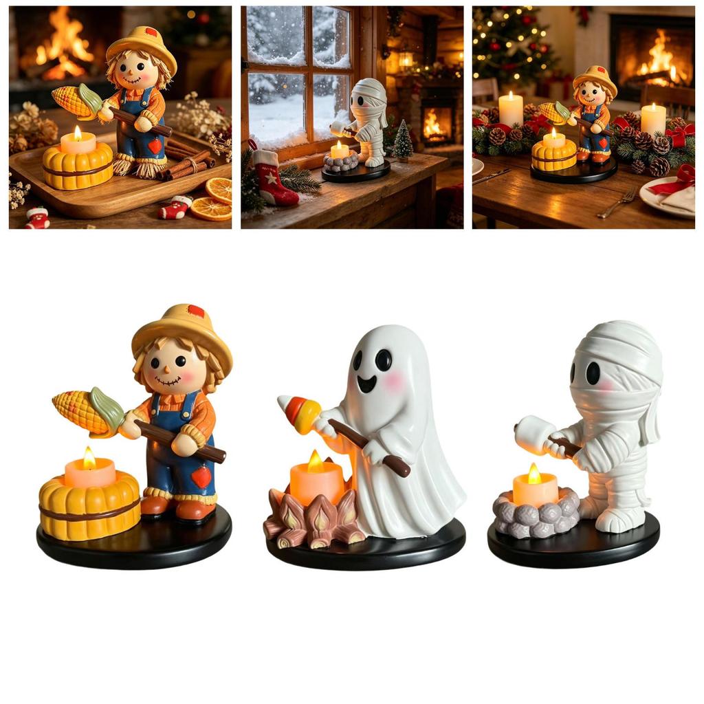Cute Halloween Tealight Holder Made of Resin, Decoration
