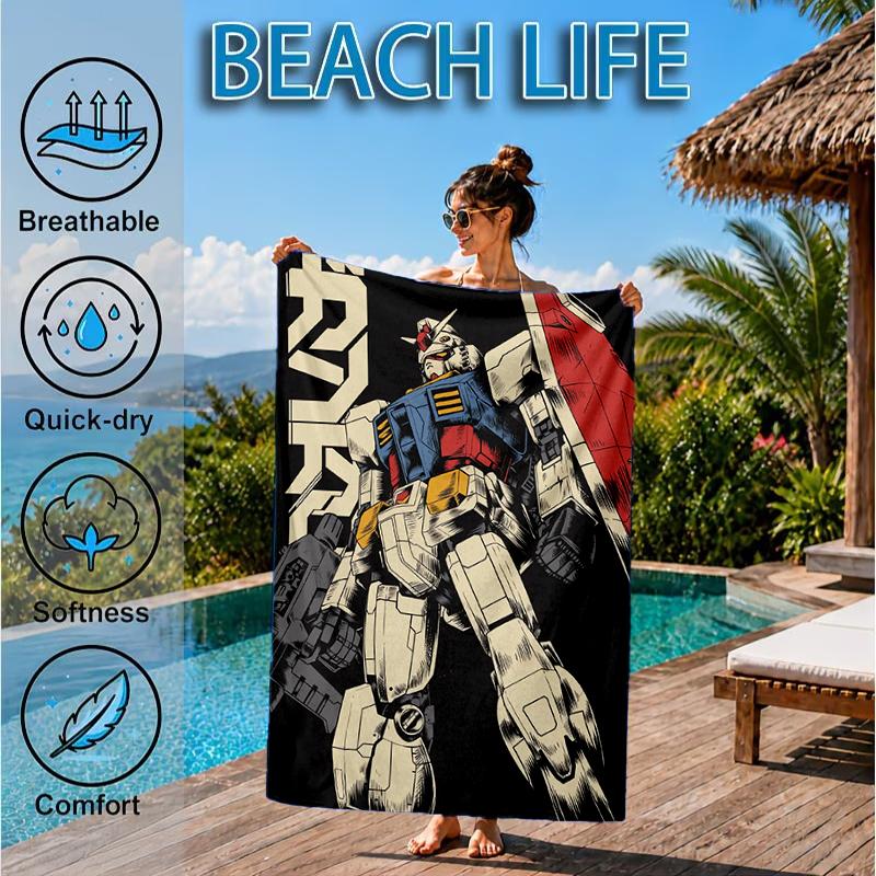 Robotic Warrior Design Beach Towel, Microfiber Beach Towel, Perfect For Pool, Beach, Travel, Home Decor Beach Party Fan gifts