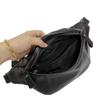 Fashion Men'S And Women'S Genuine Leather Fanny Pack, Black First-Layer Cowhide Fanny Pack, Satchel.