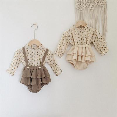 Frühling Sommer Baby Mädchen Kleidung Set Vintage Floral Body + Strampler Neugeborenes Säugling Kleidung