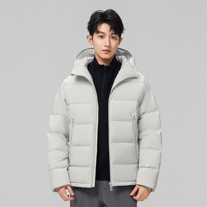 Mens Lightweight Down Jacket Winter Warm Windproof Solid Color Stand Collar Casual Coat
