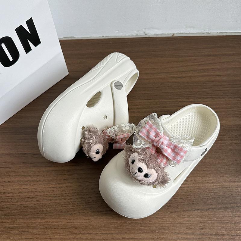 

Милые мультяшные туфли-дырки Ширли Мэй, женские новые домашние тапочки, нескользящие, супермягкие, на толстой подошве, с закрытым носком, сандалии 36/37 белый