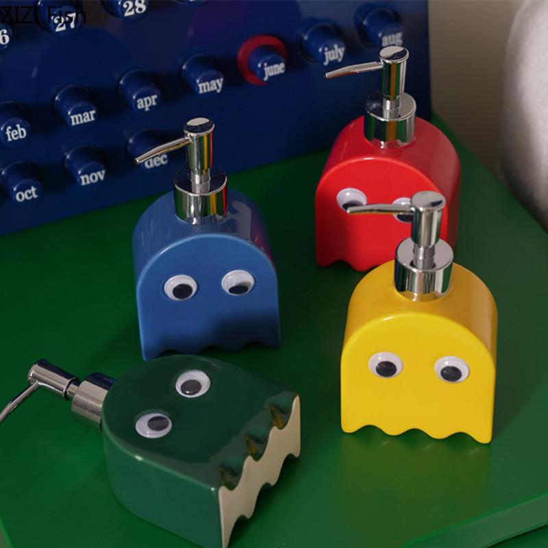 Söt Tecknad Spökseifdispenser Modern Kreativ Keramisk Handdesinfektionsflaska Lotionflaska Hotell Hem Badrumstillbehör