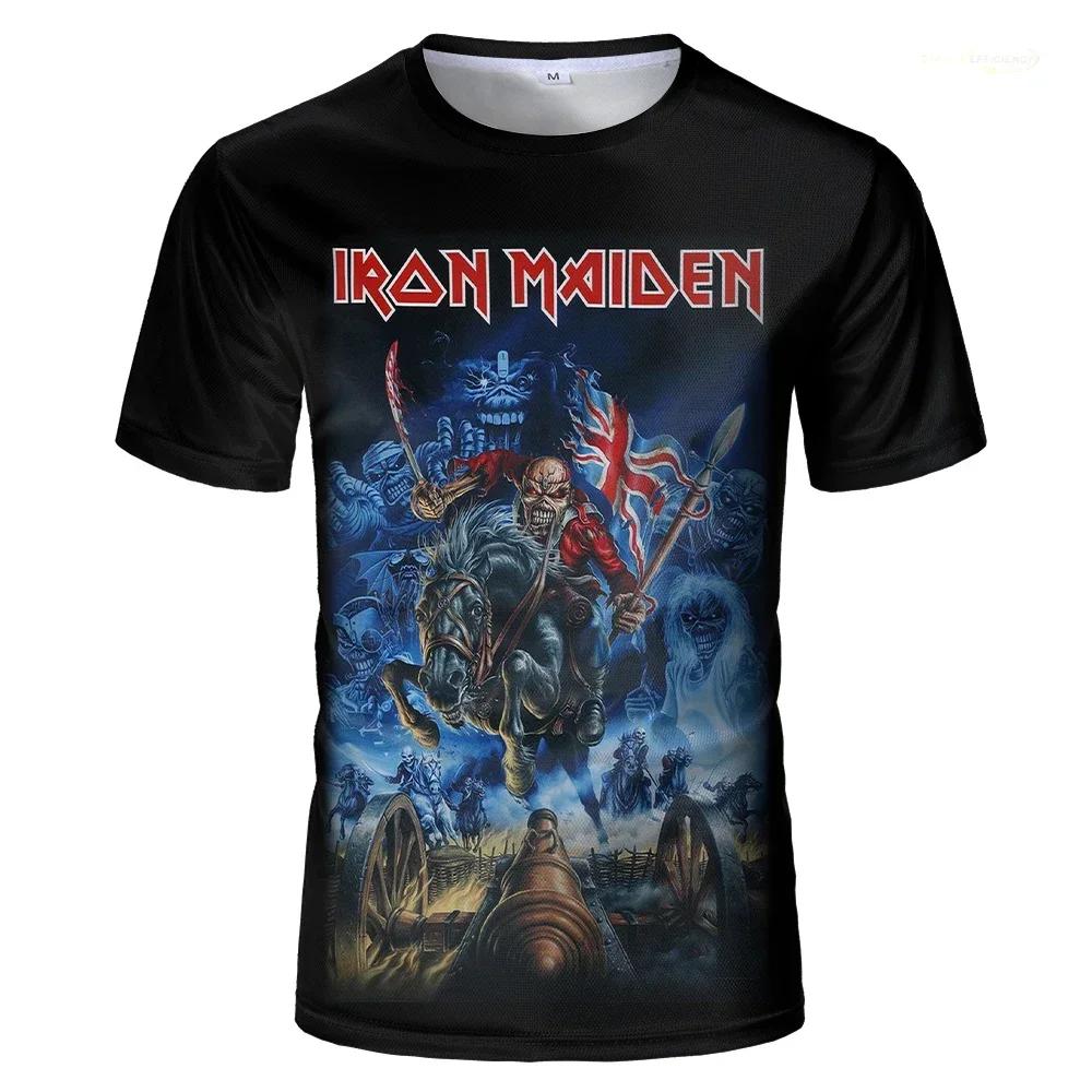 Iron Maiden Piece of Mind Vintage Tee: Eddie with Chains, 1983 Brain Damage, Black Music Fan Shirt