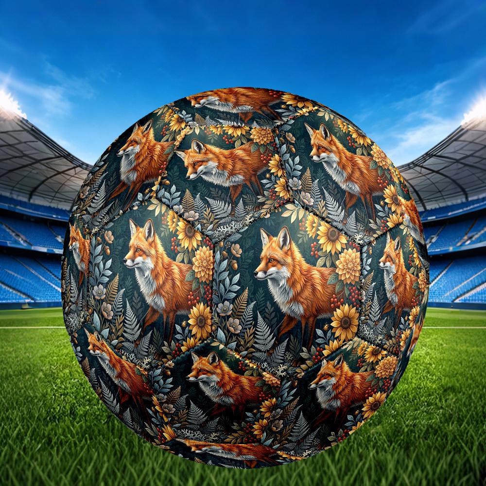1pc Fox Garden Theme Soccer Ball Football, Size 5, Lightweight PVC, Durable Outdoor Training Soccer Ball, Gift M61476