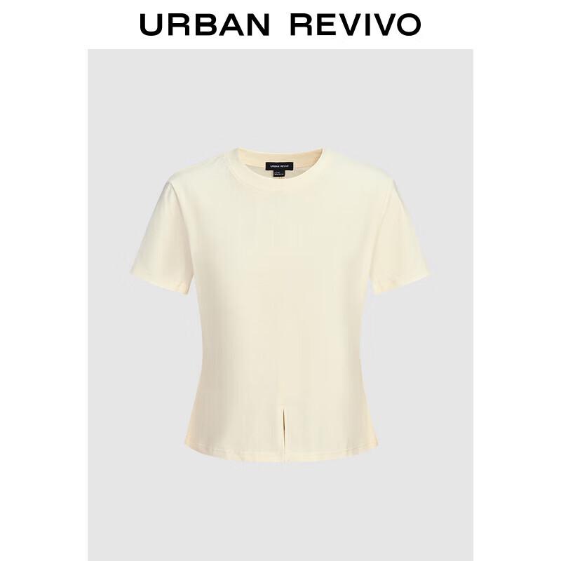 UR 2025 Women's Casual Slit Round Neck Short Sleeve T-Shirt
