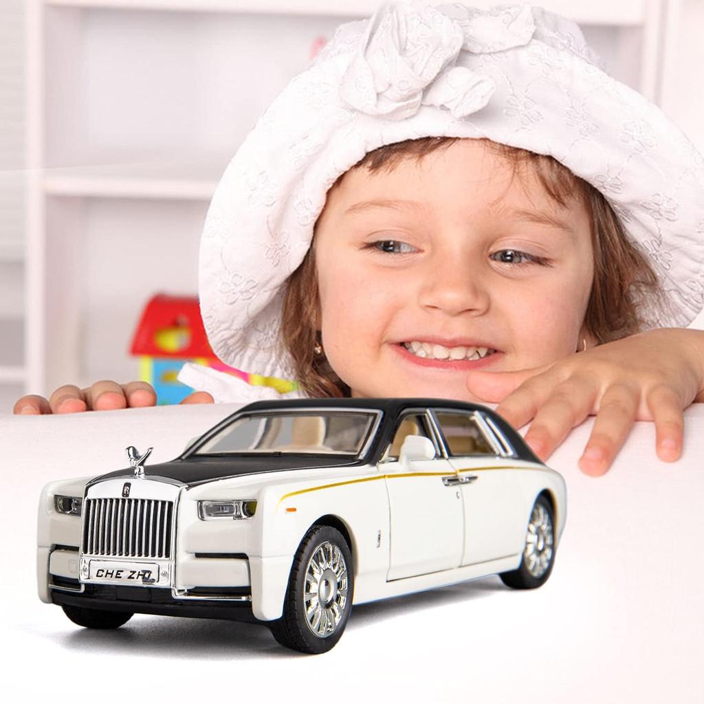 Rolls-Royce Phantom-Modellauto im Maßstab 1/32, Spielzeugauto mit Rückziehfunktion aus Zinklegierung mit Ton und Licht als Geschenk für Kinder, Jungen und Mädchen