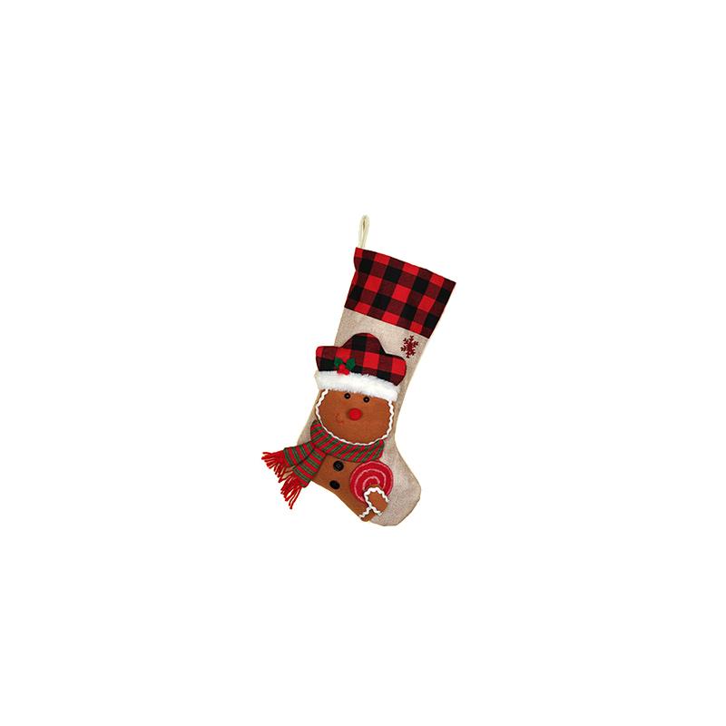 Christmas Stockings, Christmas Stocking Deer Santa Snowman Burlap Plaid Xmas Stocking Holiday Christmas Decoration For Family
