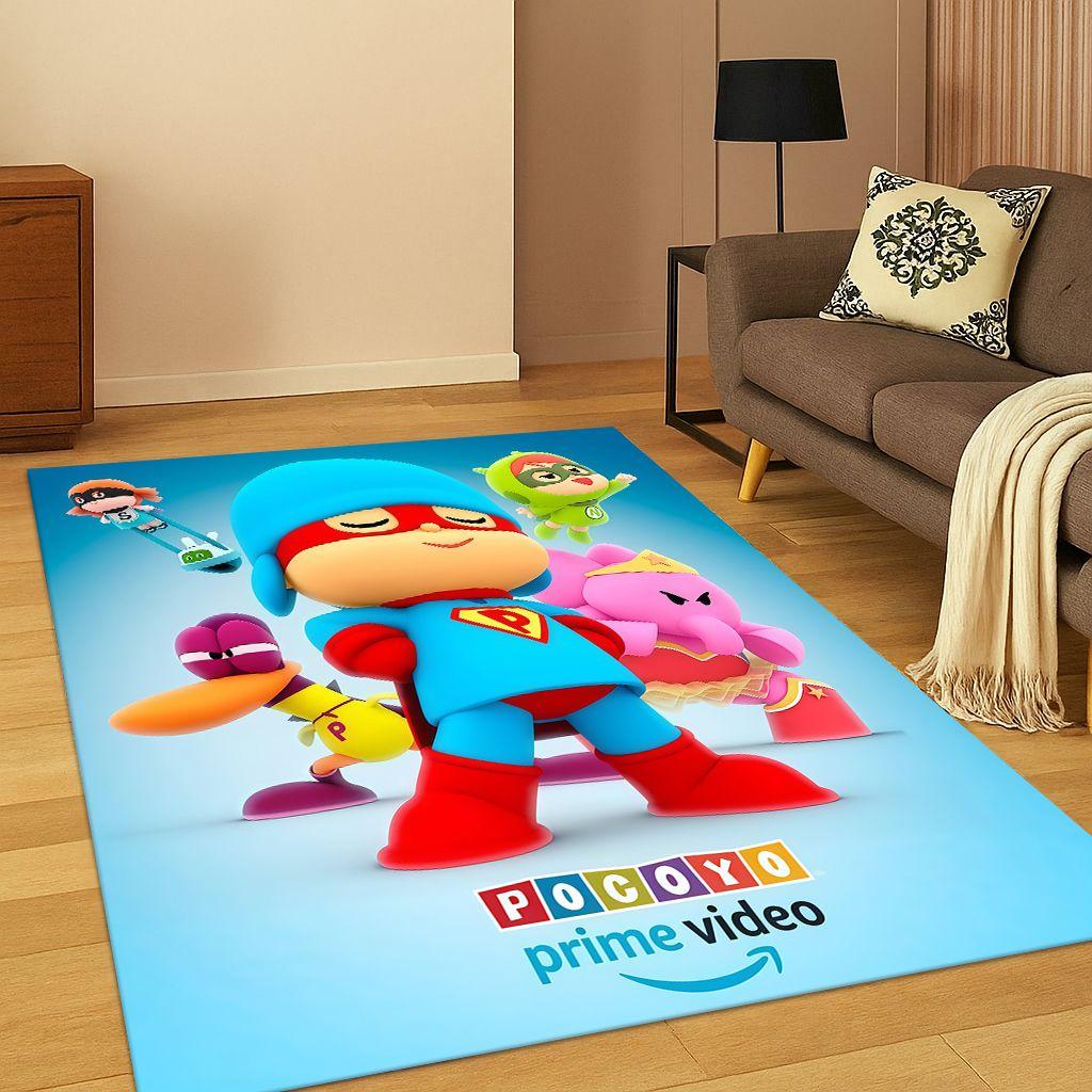 3D P-Pocoyo Elly Pato Cartoon Carpet Rug for Bedroom Living Room Sofa Home Decor,kids Play Game Area Rug Non-slip Floor Mat Gift