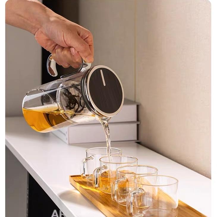 Dzbanek do herbaty z wysokoborokrzemowego szkła żaroodpornego 580 ml z zaparzaczem, Czajnik do oddzielania herbaty od wody 580 ml Najwyższej jakości