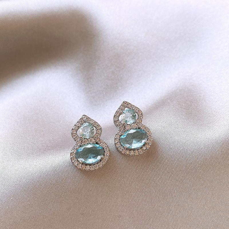 Oval gourd stud earrings simple high-end earrings fashion temperament versatile earrings women