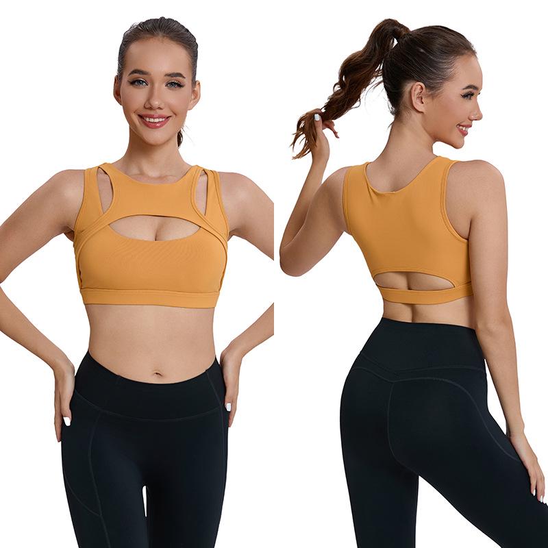 European & American Shockproof Sports Bra - Women's Large Bust Yoga & Fitness Vest with Hollow Design