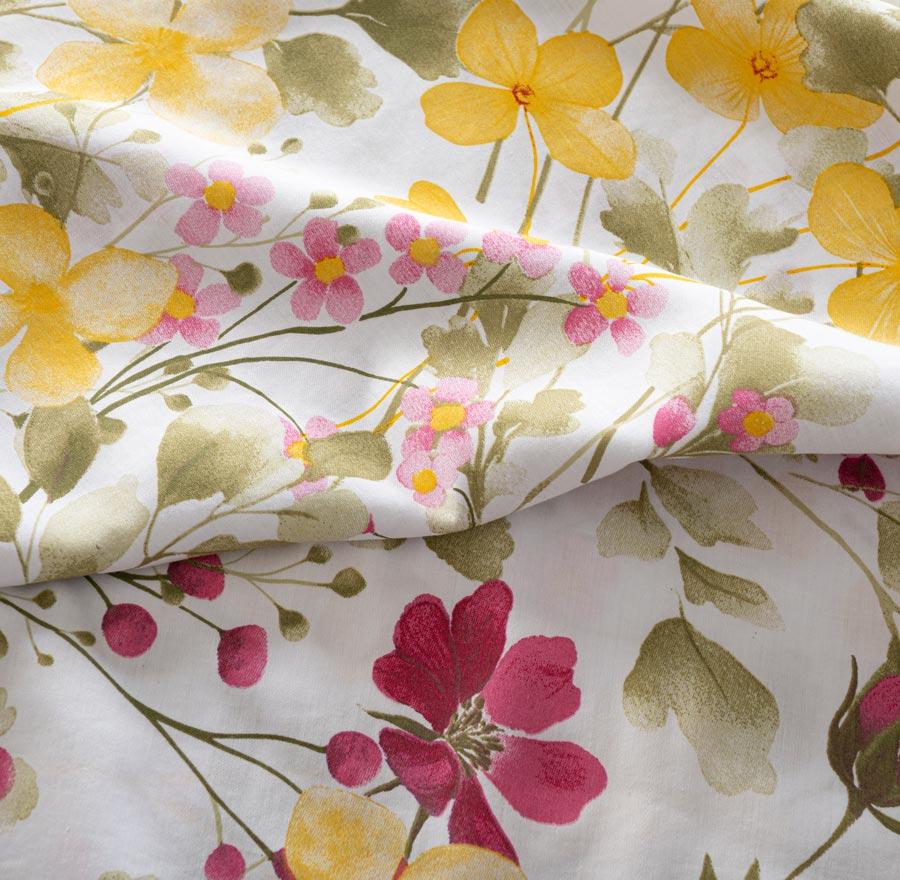 Florina - Satin Bedding Set - White with Pastels - Flowers - 220X200 Cm