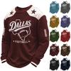 Erkek Uzun Kollu Rugby Temalı Baskılı Yuvarlak Yaka Sweatshirt
