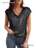 Women's Sequin V-Neck Party Vest Shirt