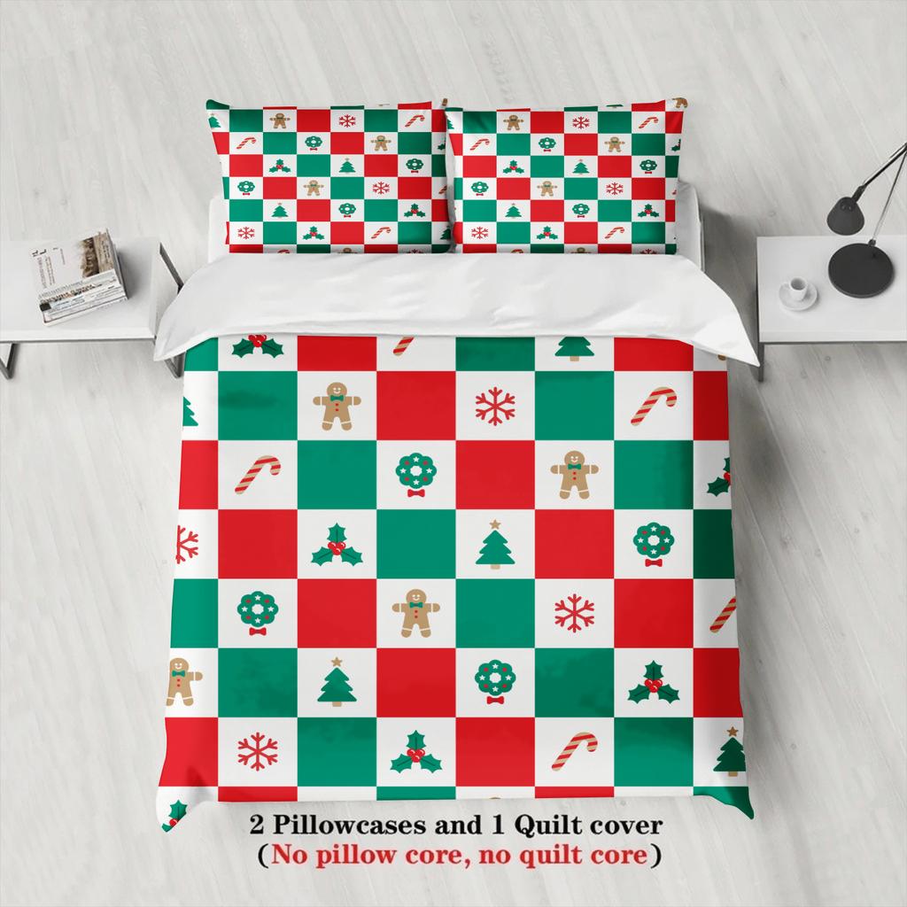 Christmas Style Bedding Set Soft Polyester Duvet Cover Set Quilt Cover With Pillowcase For Bedroom Decor Christmas Gift For Home