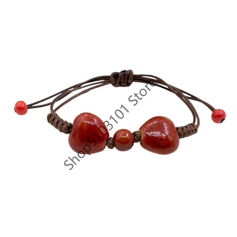 

Big Eye Cat Bracelets for Women Men Sweet Cool Heart Ceramic Beaded Bracelet Adjustable Braided Rope Aesthetic Party Jewelry