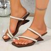Fashion Sexy Silver Glitter Narrow Band Clip Toe Slippers Women 2025 Summer Square Toe Strange Heel Slip On Sandals Fashion Beach Shoes