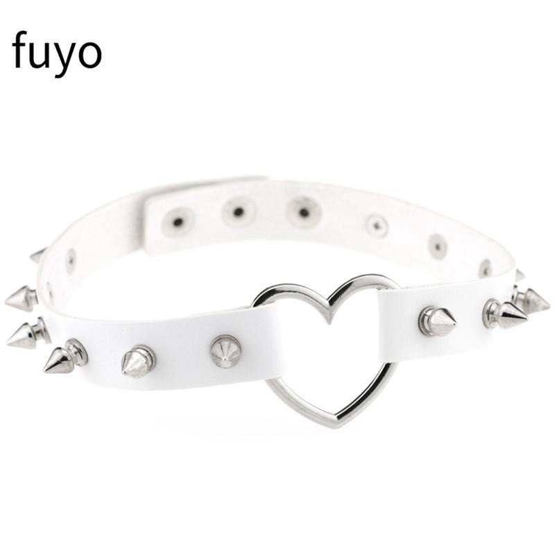 Modny Biały Skóra PU Łańcuszek Punkowy Choker Naszyjnik Dla Kobiet Kołnierz Biżuteria na Szyję Czarny Boho Gotycki Punk goth biżuteria