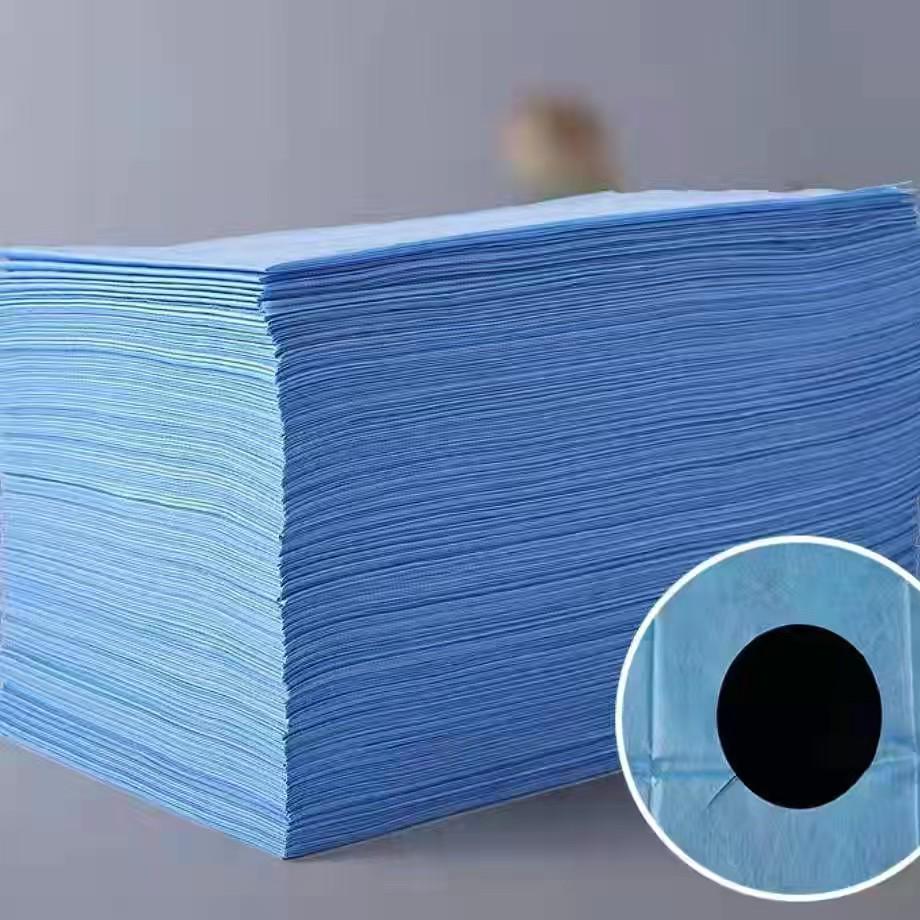 100 Disposable Waterproof Bed Sheets with Hole, Non-woven, Oil-Proof, Sterile, and Breathable for Beauty Salons.